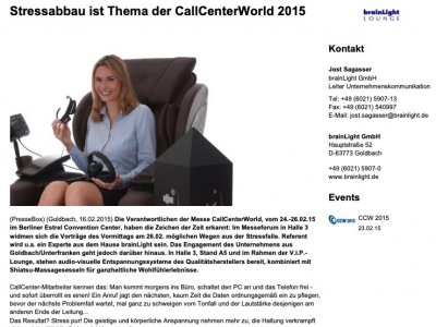 Stressabbau ist Thema der CallCenterWorld 2015